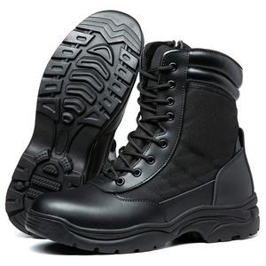 SFB52 <b>Men</b> Black Leather Tactical <b>Boots</b> <b>Waterproof</b> High Top Lace‑Up Outdoor <b>Work</b> <b>Boots</b> All Seasons <b>For</b> Hiking Training - Product Image 1