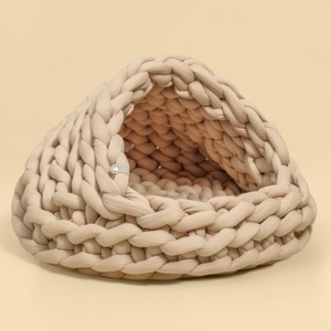 Huisdieren Bedden Luxe <span class=keywords><strong>Diy</strong></span> Handgemaakte Gebreide Stof Wassen Custom Schattige Luxe Kleine Opvouwbare Huisdier Bed Voor Hond - Product Image 6