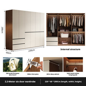 Armadio Combinato Moderno Semplice ed Economico per Camera da Letto e Appartamento con Vano Superiore per Stoccaggio - Product Image 6