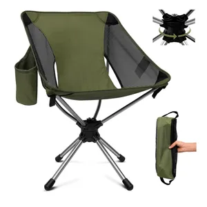 Lightweight Portable 360 degree Swivel Aluminium Folding Camping Chair Outdoor Camping Fishing Beach Moon Chair