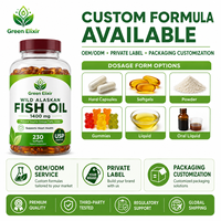 Elixir vert, capsules d'huile de poisson oméga-3, sauvage d'Alaska, 230 capsules/flacon, certifié halal, aide à la digestion, 1 à 2 capsules par jour pour adultes