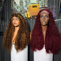 Perruque bouclée indienne naturelle de Birmanie, perruque frontale en dentelle HD complète de 40 pouces, vente en gros, perruque de cheveux humains vierges péruviens 12A sans colle