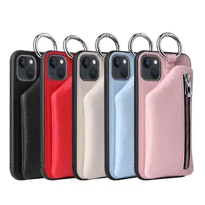 High Quality Pu Leather Wallet Phone Case Cell Phone Back Cover With Crossbody Chain Lanyard For Iphone 13 12 Pro X Xs Xr Max