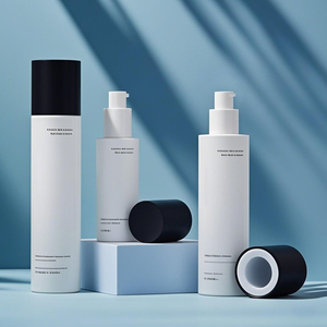Contenitore di vetro di fabbricazione cinese 120ml 100ml <span class=keywords><strong>50ml</strong></span> 30g 20g Set di bottiglie di vetro cosmetico in bianco e nero con pompa - Product Image 3