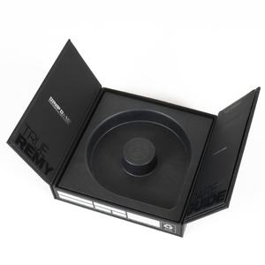 Boîte en papier rigide à double porte noire personnalisée avec logo personnalisé, en matériau recyclé, gaufrage, écologique, laminage mat - Product Image 6