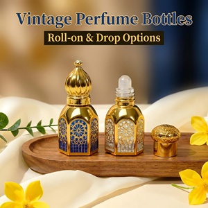 Flacone di Profumo Ricaricabile in Vetro Placcato Oro da 5ml, Atomizzatore da Viaggio Multicolore a Prova di Perdite con Tappi Dorati - Product Image 1