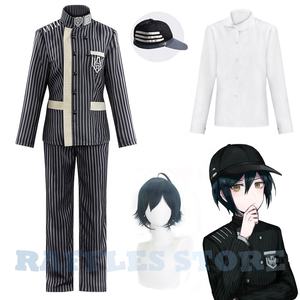 2024 nuevo Anime <span class=keywords><strong>Danganronpa</strong></span> <span class=keywords><strong>3</strong></span> Saihara Shuichi Cosplay disfraz peluca adultos hombres mujeres traje a rayas Halloween carnaval disfraz camisa - Product Image 1