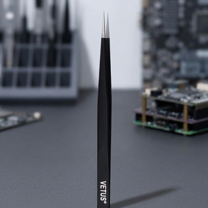 Pinzetta Nera Vetus ESD-11 (Forma a I) di Grado Industriale con Manico in Plastica e Acciaio Inossidabile - Product Image 3