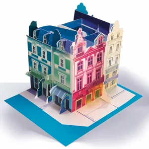 Carte Pop-Up ecologiche personalizzate all'ingrosso Castle house card Creative House 3D Pop-Up biglietti di auguri