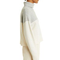 Colorblock gros pull câble tricot laine tissu cachemire laine mérinos pull à col roulé
