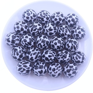 Nuevo 20mm redondo blanco negro moda suelta Chunky Gumball <span class=keywords><strong>Bubblegum</strong></span> estampado vaca acrílico cuentas para niños collar - Product Image 6