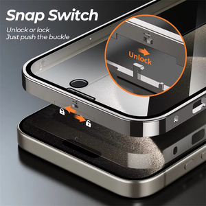 Coque de téléphone de Protection à 360 ° à écran HD de haute qualité pour <span class=keywords><strong>iPhone</strong></span> 12 13 <span class=keywords><strong>14</strong></span> 15ProMax cadre en aluminium antichoc couverture de charge magnétique - Product Image 5