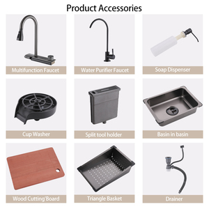 Nhà Máy Bán buôn thông minh LED hiển thị kỹ thuật số thép không gỉ chống xước Thác dao còn lại bồn rửa nhà bếp - Product Image 3