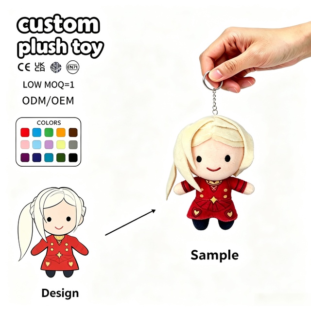 Multi Size Custom Mini Game Character Plush Keychain with Metal Hanging Ring Soft Figure Pendant for Accessory Charm Decoration