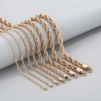 Collier chaîne torsadée en acier inoxydable 316L plaqué or PVD rose, résistant à l'eau et inaltérable, épaisseur 2mm-8mm, pour hommes et femmes