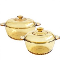 Ustensiles de cuisine, nouveau design, vente en gros, pot en verre borosilicate ambré, verrerie, casserole, micro-ondes