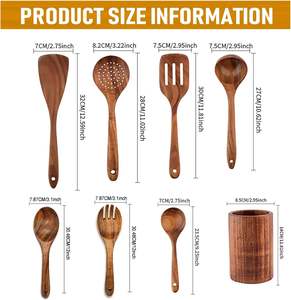 Juego de 10 utensilios de cocina de madera, espátula, cuchara, tenedor, resistentes al calor, accesorios de cocina, kit de utensilios de cocina - Product Image 2