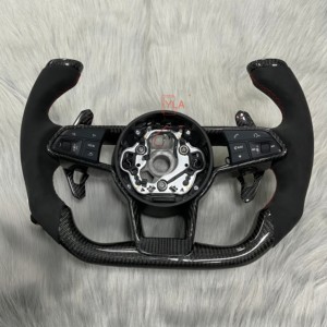 Volant en cuir semi-perforé YLA Custom <span class=keywords><strong>S</strong></span> <span class=keywords><strong>Line</strong></span> pour <span class=keywords><strong>Audi</strong></span> <span class=keywords><strong>A3</strong></span> 8V A4 A5 A6 A7 B7 B8 B8.5 S3 S4 S5 B9 C7, y compris A8 R8 Q3 - Product Image 1