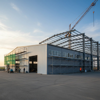 Estructura de Acero Estructural Integrada para Almacenes y Hangares, Resistente al Viento, Moderna, Industrial, Pre-fabricada