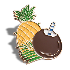 Aimant de réfrigérateur plaqué or de petite taille en émail doux mignon ananas aux fruits noix de coco - Product Image 6