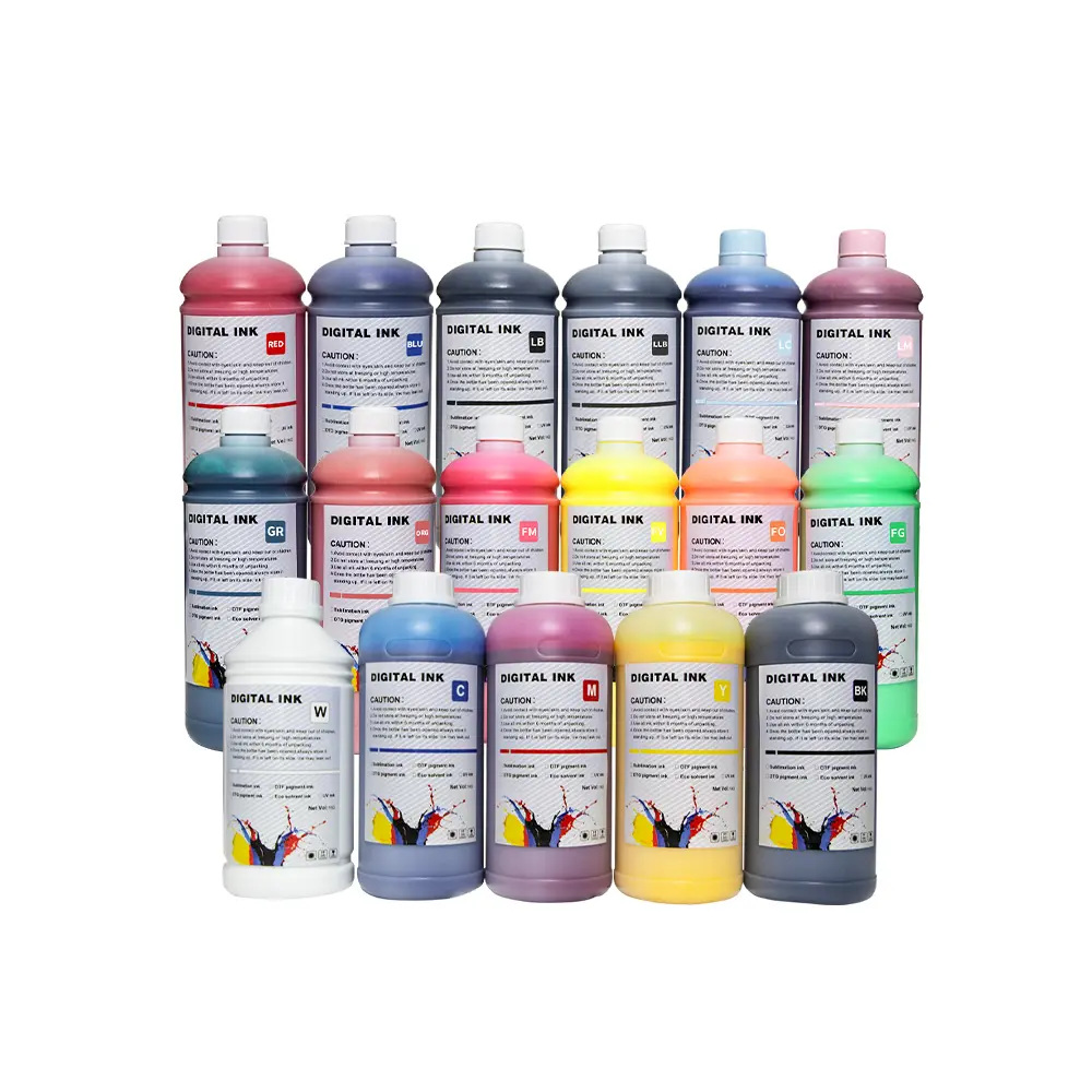 DTF ink 17 color printing ink for Digital direct to pet film print machine C/M/Y/K/W/LK/LLK/ORANGE/BLUE/RED/GREEN/FLORESCENT INK