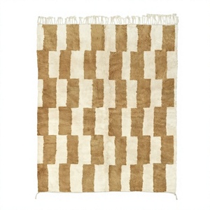 Tapis faits main en laine de Nouvelle-Zélande, design géométrique moderne, style berbère marocain, pour salon, prix abordable, fabriqués en Inde - Product Image 1