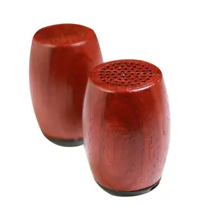 New Hot Selling Compact Retro Solid Wood TWS Speaker Stereo Sound Red Wood Wooden Mini Portable Speakers