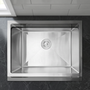 Fregadero de cocina de acero inoxidable 6045 de un solo cuenco SM 304, forma rectangular, hecho a mano en la fábrica de Vietnam, un solo orificio - Product Image 1