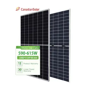 콘센트 캐나다 단결정 태양 전지 패널 590 595 600 605 610 615W 패널 속도 태양 에너지 제품