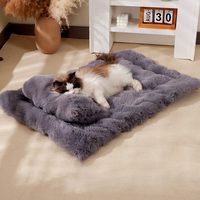 Lit pour chien et chat en fourrure de lapin, grand, moelleux, doux, chaud, anti-rayures, lavable, design luxueux, vente en gros d'usine