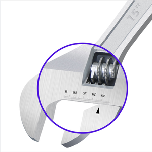 Clé à molette réglable 8 10 12 15 18 pouces en acier au chrome-vanadium chromé avec échelle laser, couple élevé, pour réparation électromécanique domestique - Product Image 2