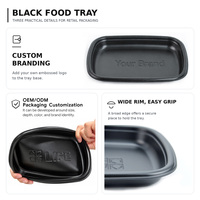 Barquettes en plastique polypropylène thermoformé noir de qualité alimentaire de 400 ml avec logo personnalisé pour la viande fraîche - Vente en gros