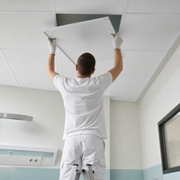 Plaques de plafond perforées en aluminium 600x600mm blanches pour salle blanche médicale, plafond suspendu métallique à clipser pour hôpital, pharmacie, centre commercial