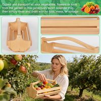 Ensemble de 3 paniers de récolte rustiques en bois avec poignées (S/M/L) - Bois de pin robuste pour la récolte des légumes et le stockage des fruits