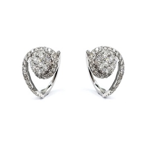 Fabricant de bijoux en or blanc 18 carats de haute qualité en diamant Boucles d'oreilles pour femmes en forme de grappe ronde - Product Image 1