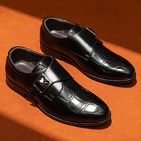 Chaussures Monk en cuir PU, pointure 39-48, bout rond, chaussures à boucle, chaussures habillées tendance pour hommes