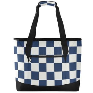 Sacs à lunch en gros avec sac isotherme personnalisé à carreaux bleus pour femmes, idéal pour le shopping et les activités de plein air - Product Image 3