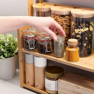 Étagère à épices <span class=keywords><strong>en</strong></span> bambou sur 3 niveaux, personnalisable, pour <span class=keywords><strong>cuisine</strong></span> et salle de bain, rangement de comptoir, organisateur de rangement - Product Image 5