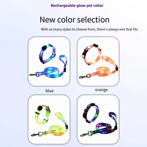 Correa y Collar Ajustable para Perro, con Luz <span class=keywords><strong>LED</strong></span>, de Nailon y PVC, Impermeable, Reflectante, Duradero, con Patrón Sólido, para Gatos - Product Image 2