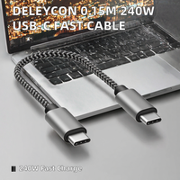 Câble de charge rapide USB-C 240W PD3.1 en aluminium et nylon de 0,15 m pour iPhone 17/16/15 Pro Max, pour A16/A17, pour iPad Pro