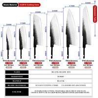 Grandsharp DIY AUS10 3 couches en acier lame vierge couteaux de cuisine outils tranchants Chef Santoku utilitaire Nakiri Kiritsuke sans poignée