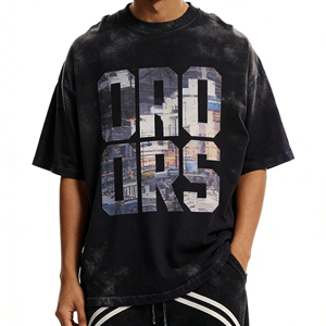 OEM Manufacturer Factory Supplier Low MOQ Washed Vintage Casual Custom DTG Printing Oversized Fit Drop Shoulder 100Cotton <b>Tshirt</b> - Product Image 1