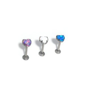 Evorte - Piercing Labret de Titanio ASTM F136 con Baño de Plata, Diseño Moderno con Rosca Interna, Anillo para Labios con Ópalo en Forma de Corazón, Joyería para <span class=keywords><strong>Hombre</strong></span> y Mujer - Product Image 1