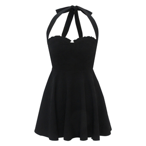 <span class=keywords><strong>Robe</strong></span> d'été élégante pour femme, mini-<span class=keywords><strong>robe</strong></span> évasée texturée à col halter, <span class=keywords><strong>robe</strong></span> <span class=keywords><strong>de</strong></span> soirée style sweetheart - Product Image 1