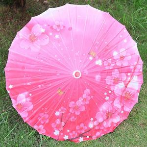 Parapluie décoratif DIY 1 pièce en tissu de soie pour femme, motif fleurs de cerisier japonaises, danse ancienne, parapluie chinois en papier huilé - Product Image 6