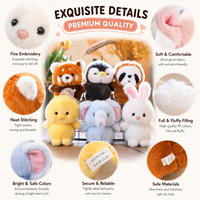 Porte-clés en peluche animaux mignons et ronds, super doux, à poils longs, motifs variés, vente en gros d'usine
