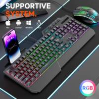 Hotsale RGB Backlit Wired Gaming Keyboard Claviers Multi-Function 104 Membrane Keycaps New Product Box Desktop