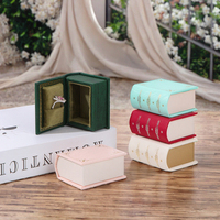 Scatole Portagioie in Pelle a Forma di Libro, Nuovo Design Mini Rettangolare per Anelli Nuziali, Confezione Vintage per Collane, Ideale come Regalo