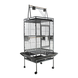 Vente en gros à bas prix, grand espace en acier inoxydable noir, métal extérieur de la maison, animaux de compagnie, oiseaux, perruches, perroquets, Cage, vente en gros avec roues - Product Image 1
