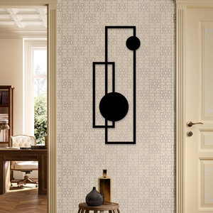 Décoration Murale Géométrique Nordique OEM en Métal Découpé au Laser, Cercles et Rectangles Abstraits 3D, Couleurs Personnalisables, Effet Flottant - Product Image 5